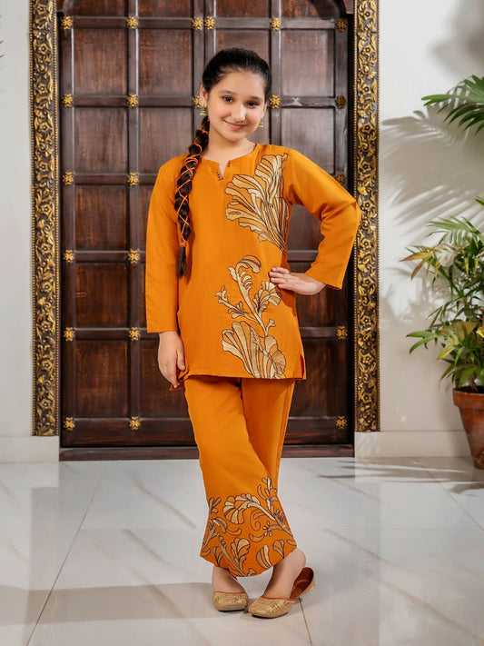 Trendy stitched 2-piece summer suit in intermixed cotton with full sleeves and customized fit, designed for comfort and style.