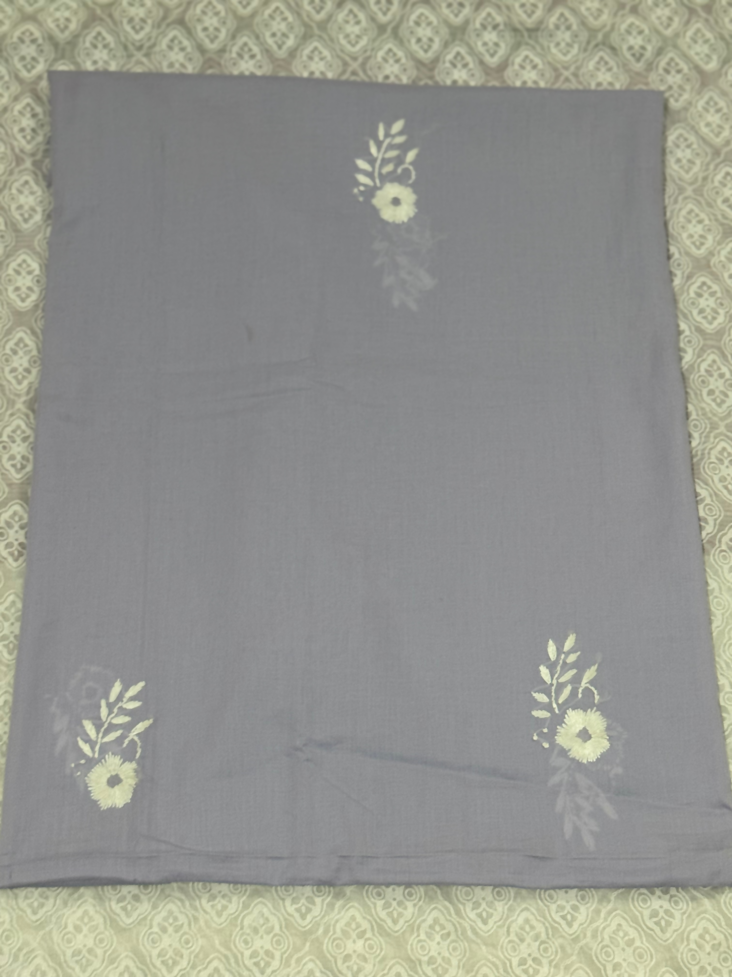 Fahim unstitched 2-piece suit with floral vase embroidery on cotton net shirt and matching embroidered cotton net dupatta