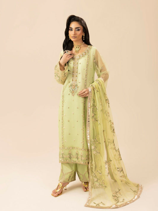 Shurooq Garden Of Dreams Silk Embroidered Stitched 3-Piece Suit-Verde