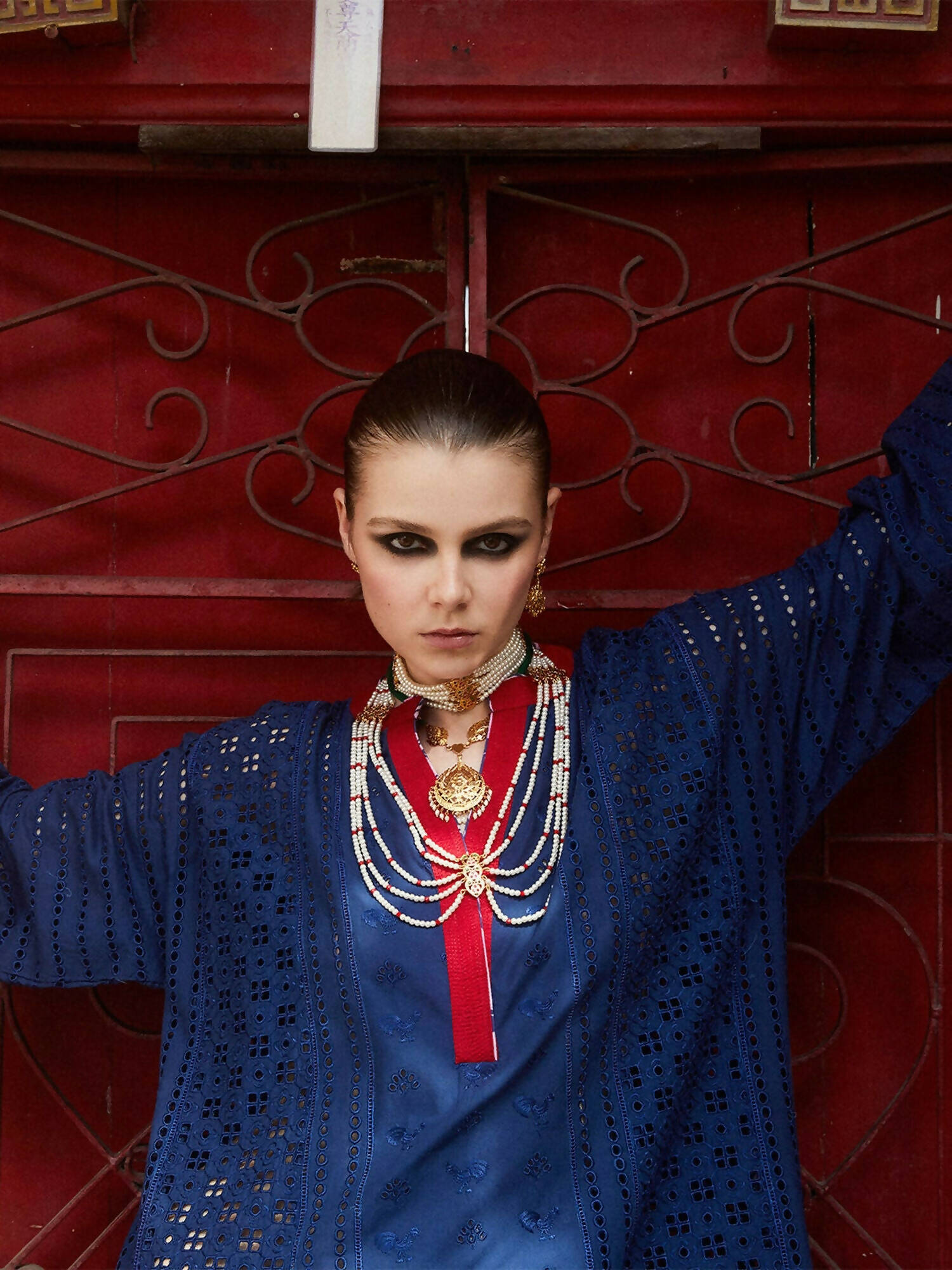 Jugnu by Hussain Rehar Womenswear SS/24 Cotton Embroidered Shirt-Luxe