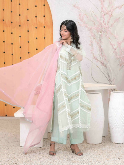 Ruby's Couture Ashiyana Organza Embroidered Stitched 3-Piece Suit-Tara