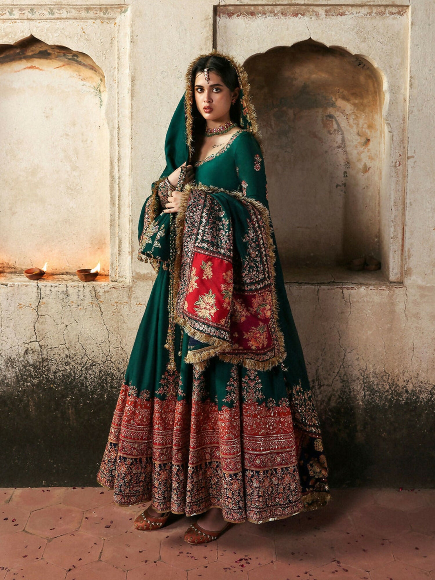 Hussain Rehar Massarat Festive Unstitched'25 Korean Raw Silk Embroidered 3-Piece Suit-Meherunissa