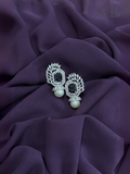 Glitter Jewellery Black Crystal & Pearl Drop Earrings in Silver Finish