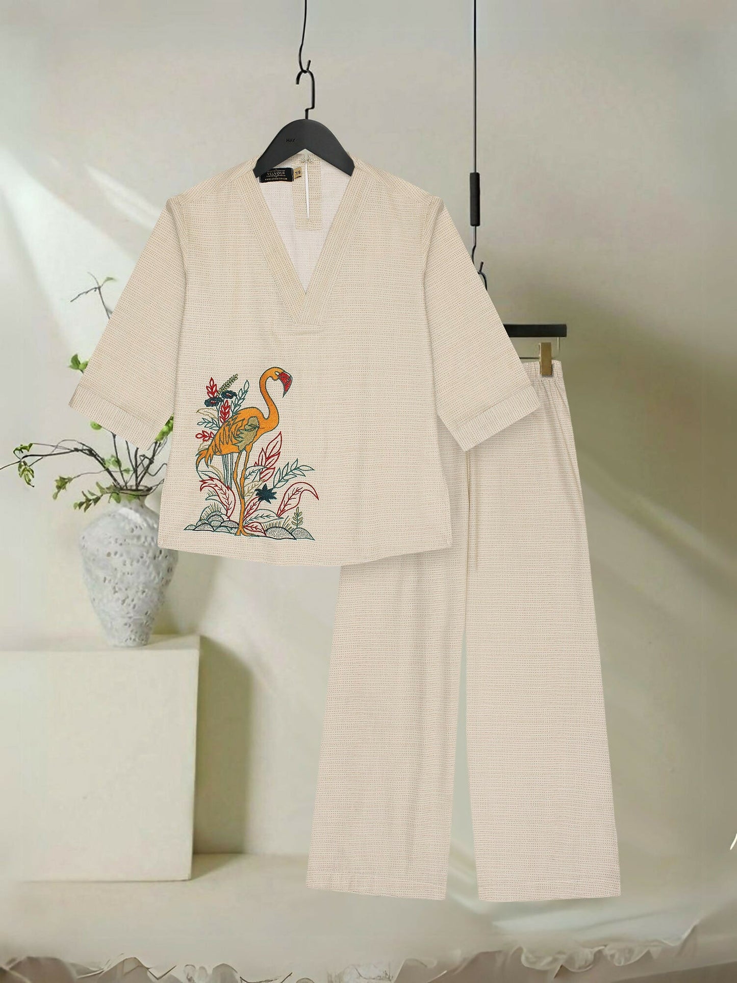 Velvour Girls Cotton Embroidered Co-Ord Set-VG137-B