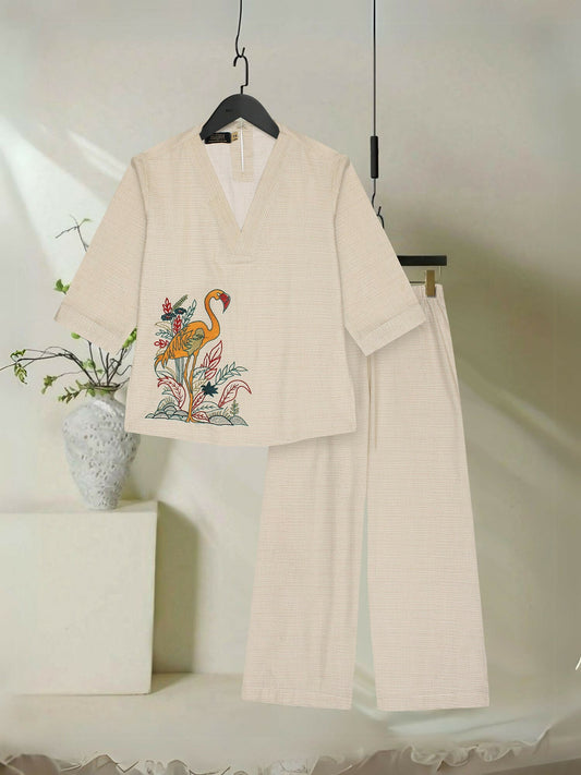 Velvour Girls Cotton Embroidered Co-Ord Set-VG137-B