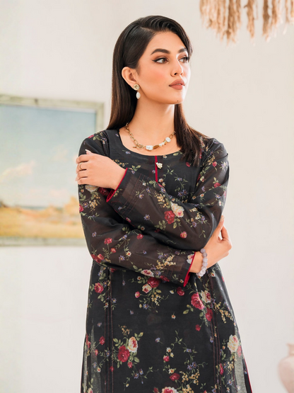 Panache Apparel Chambray Katan Printed Stitched 2-Piece Suit-Cosmos