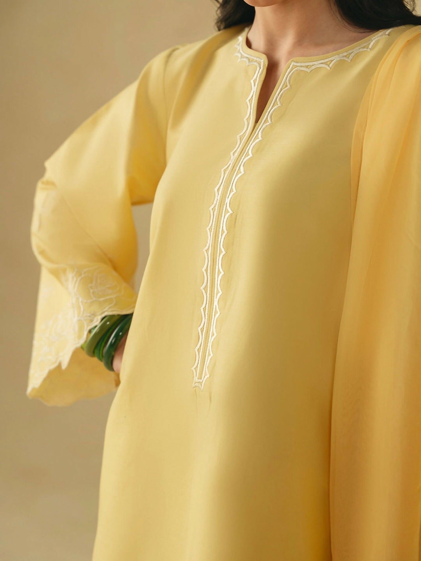 Mannat Clothing Boho Summer'26 Cotton Embroidered Stitched Suit-Buttercup