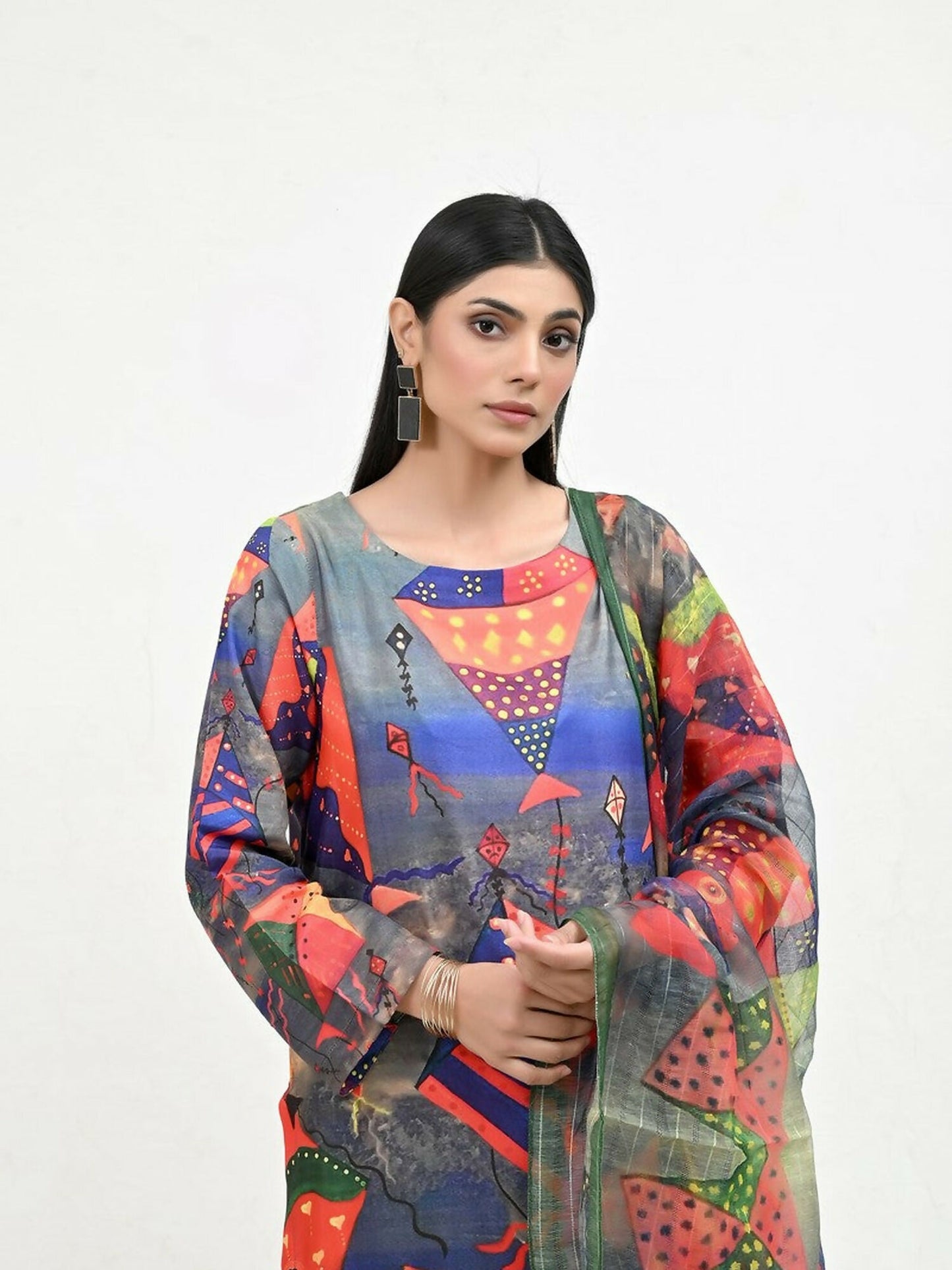 Imran Aftab Basant Mela Raw Silk Printed Unstitched 3-Piece Suit-IARP 05