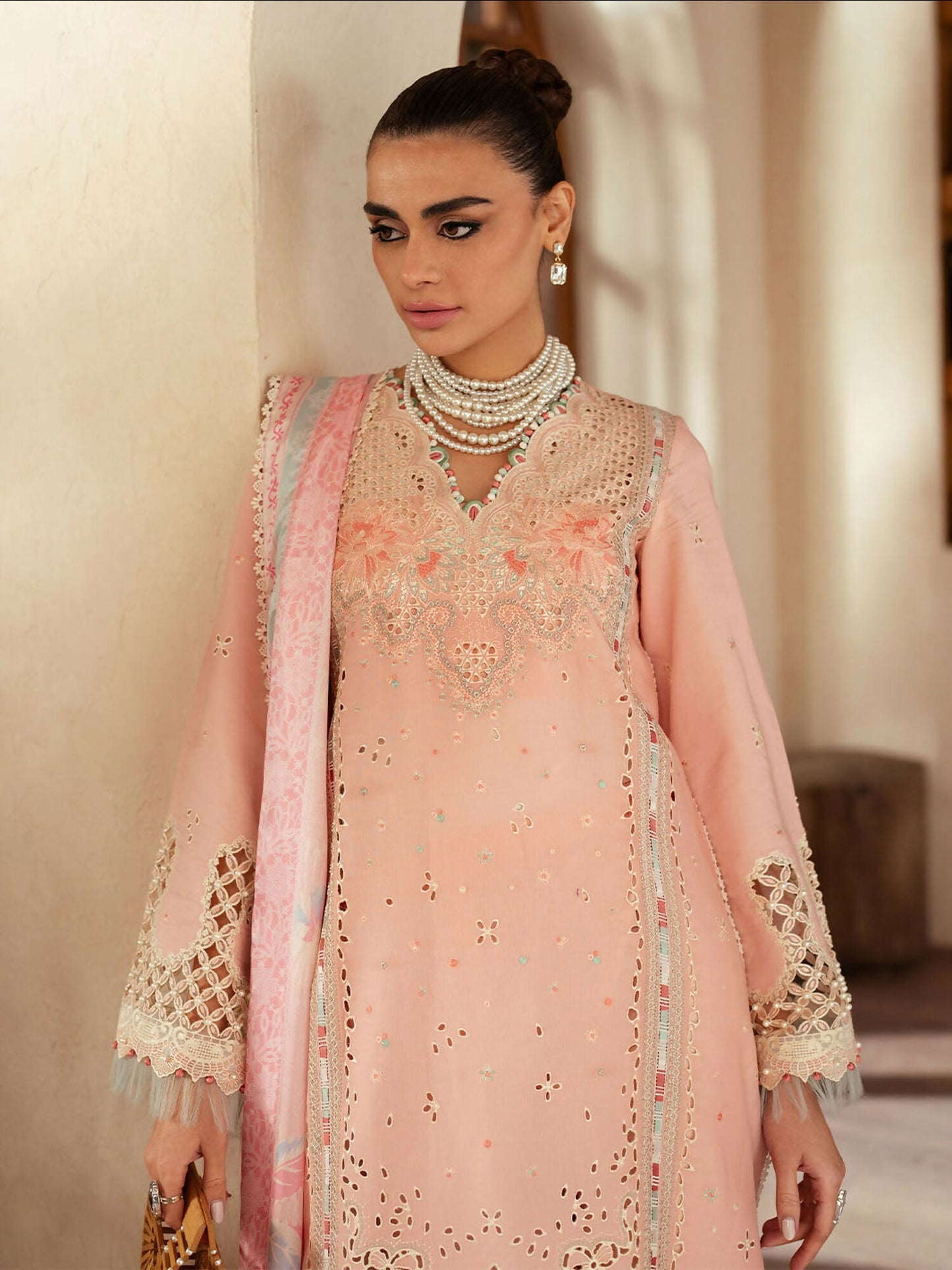 Binilyas Mehroze Lawn Embroidered Stitched 3-Piece Suit-91-B