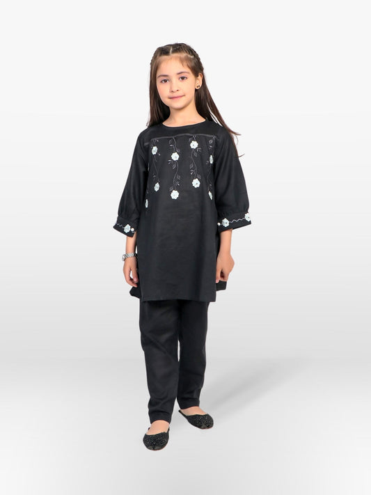 Velvour Girls Cotton Embroidered Stitched 2-Piece Suit-VG75-A