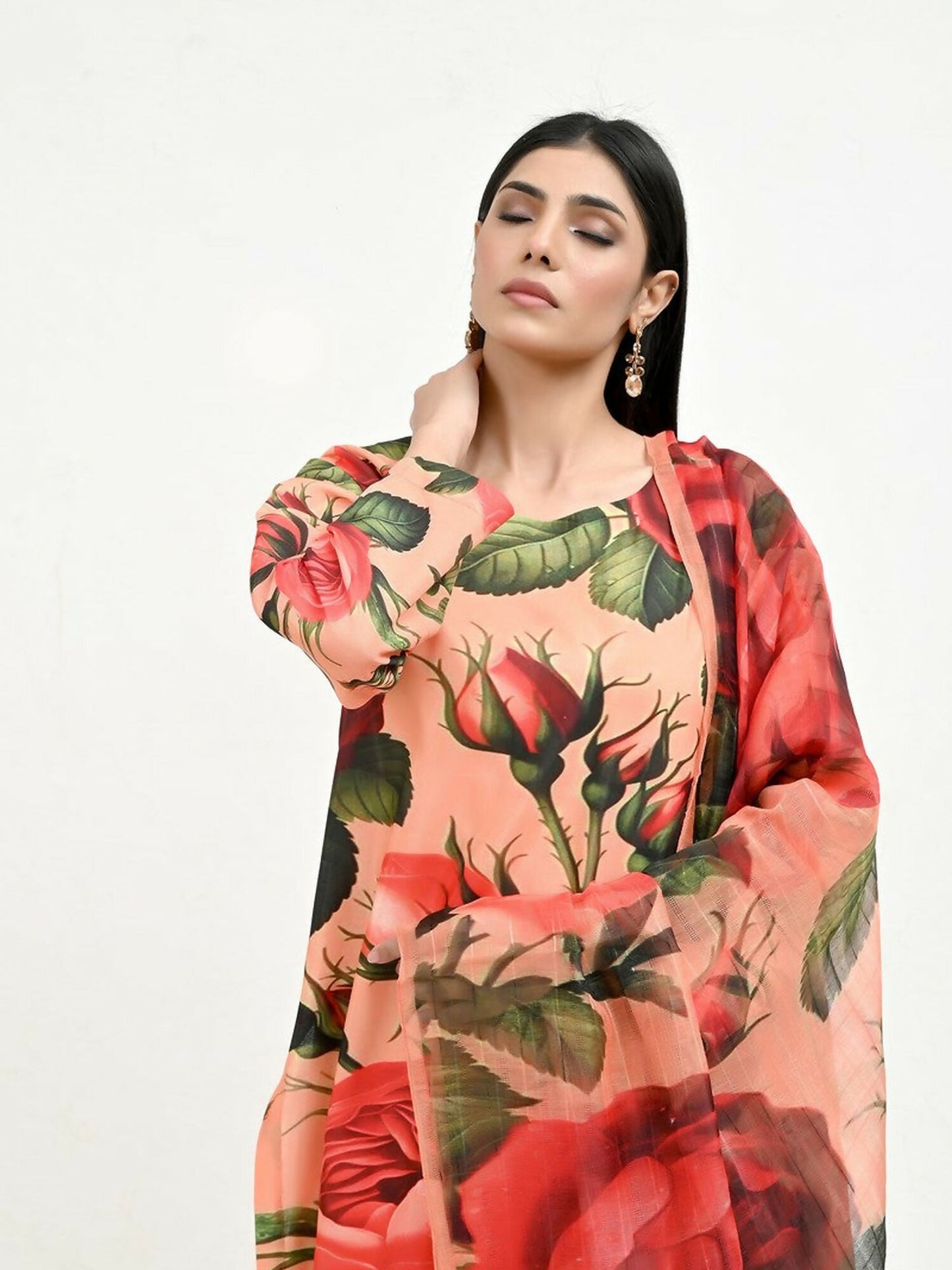 Imran Aftab Valentine's Day Raw Silk Printed Stitched 3-Piece Suit-IAVD 05