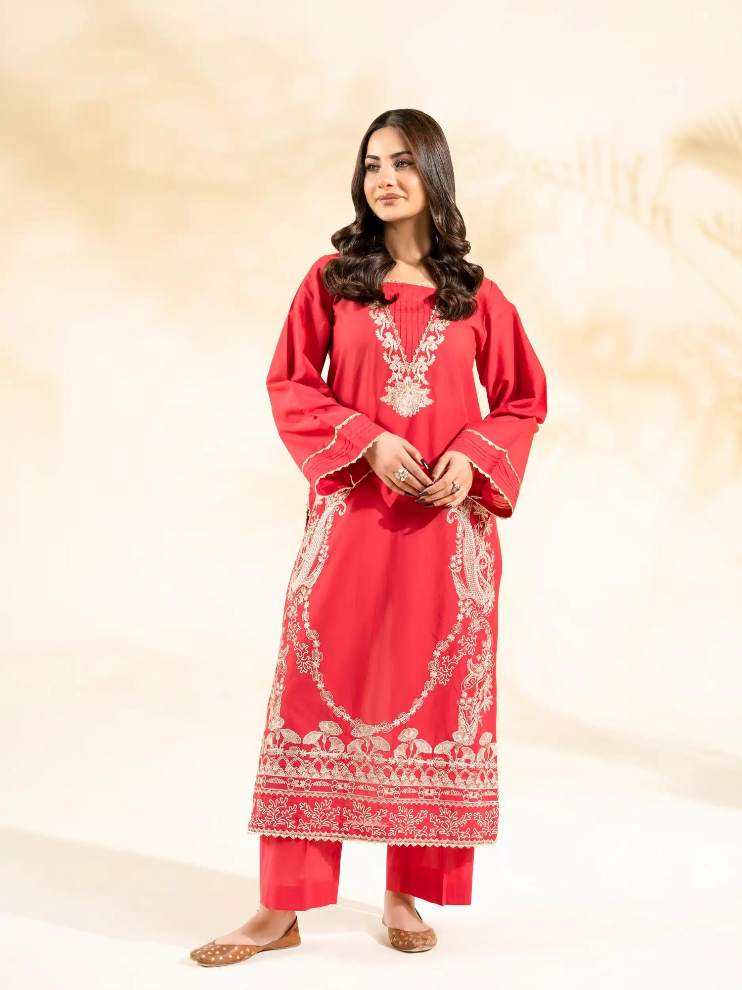 Pink-Rabazka Lawn Embroidered Stitched 2-Piece Suit-WRTW-DEL-S26-2PC-04