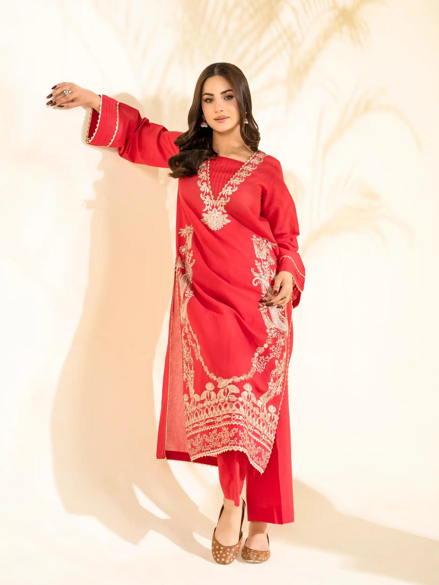 Pink-Rabazka Lawn Embroidered Stitched 2-Piece Suit-WRTW-DEL-S26-2PC-04