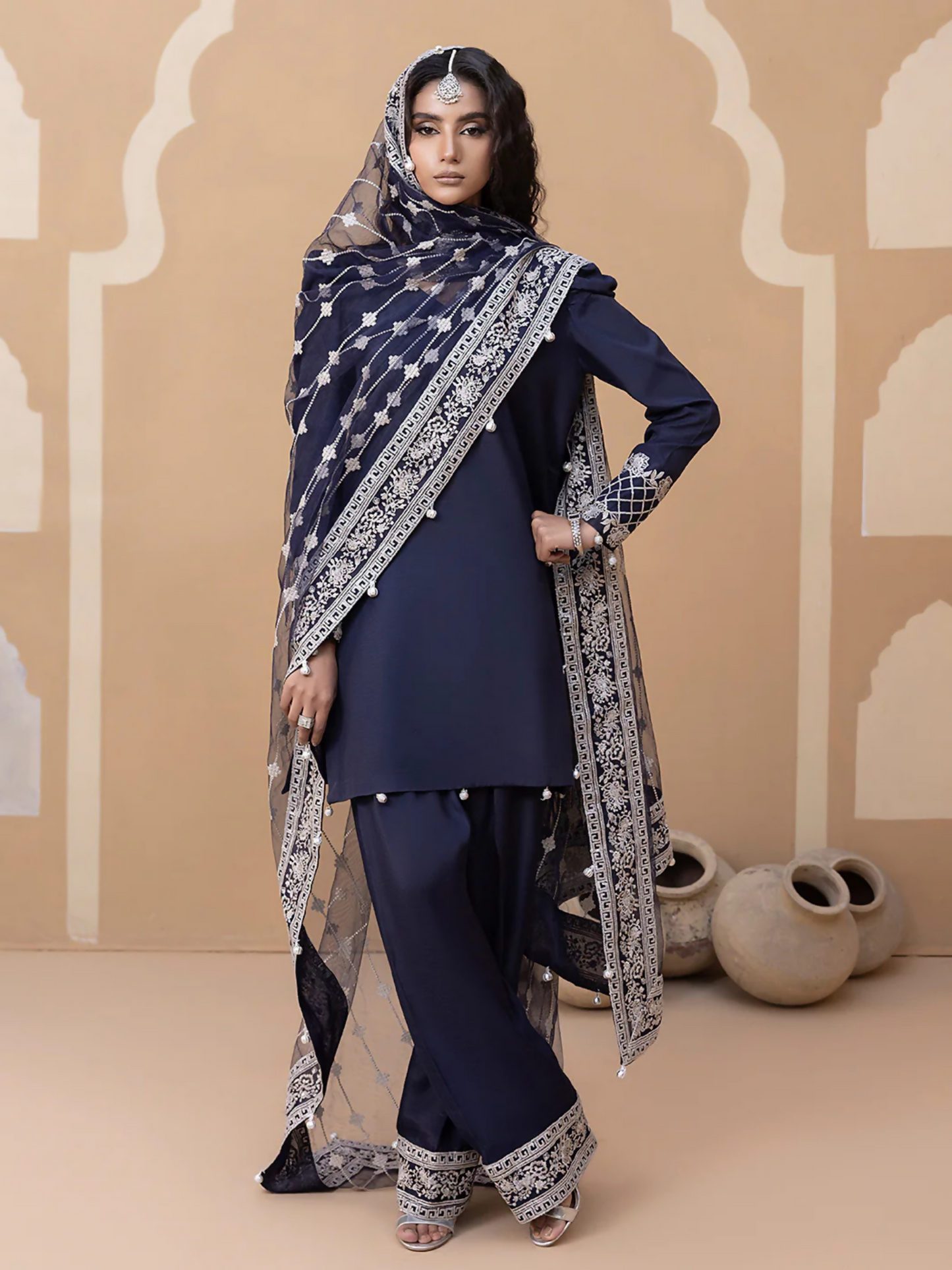 Hemstitch Raw Silk Embroidered Stitched 3-Piece-Suit-Khayal
