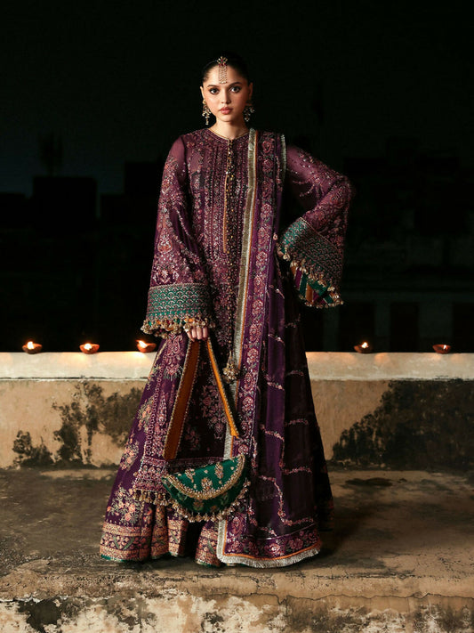 Hussain Rehar Massarat Festive Unstitched'25 Chiffon Embroidered 3-Piece Suit-Ghazal