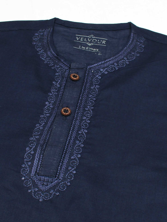 Velvour Boys Cotton Embroidered Stitched Kurta Pajama-VK09