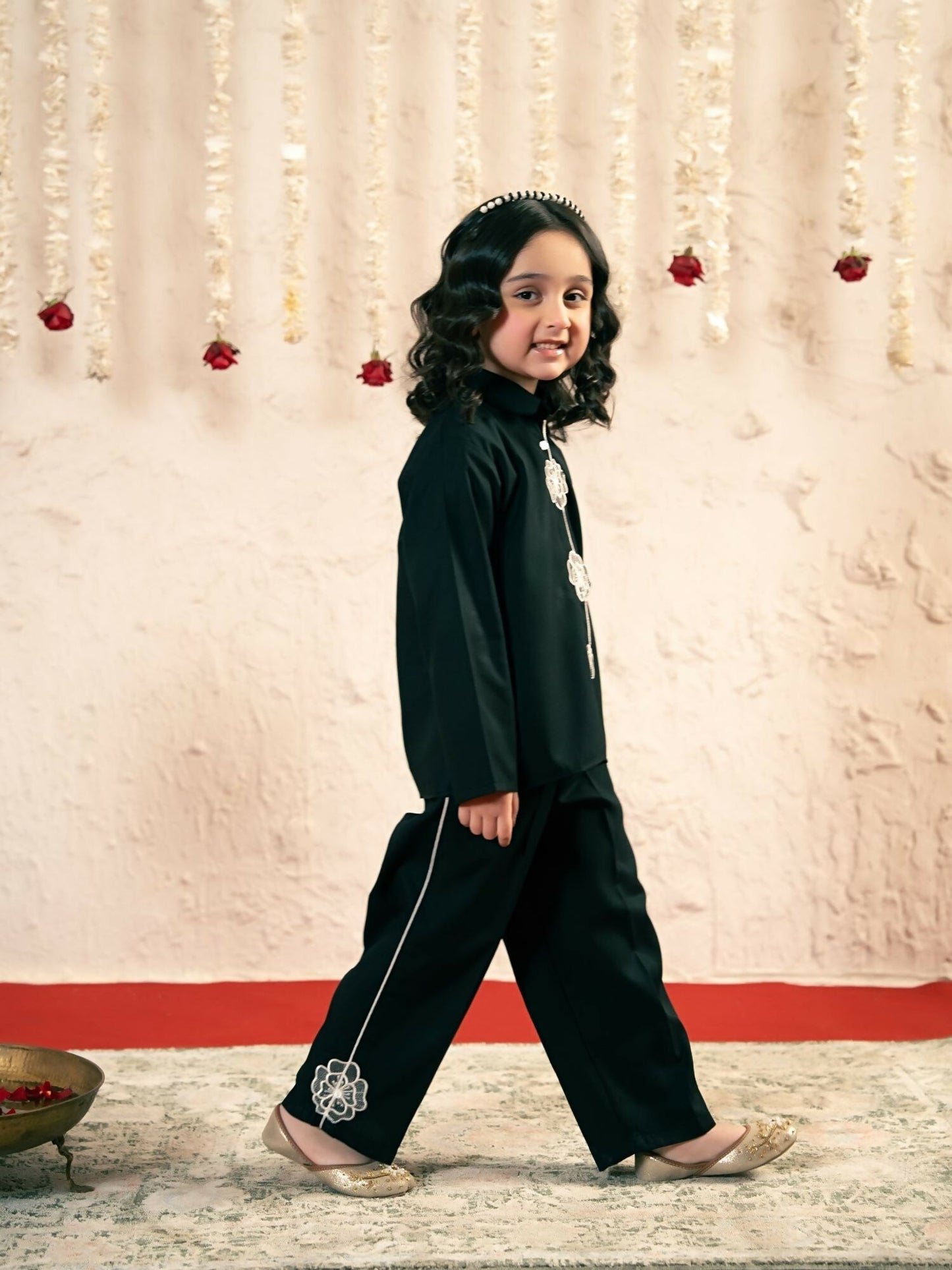 Velvour Girls Cotton Embroidered Co-Ord Set-VG182-B