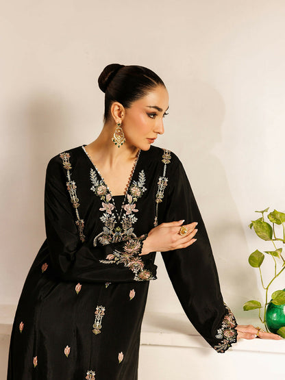 Panache Apparel Noore Eid Edit Raw Silk Embroidered Kaftan Set-Mahira