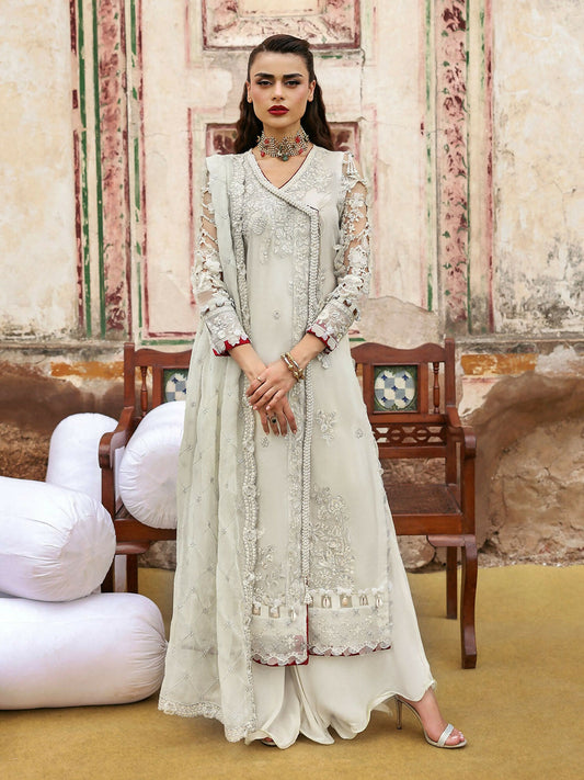 Ivory Parishay Jahanara Luxury (Formals) Organza Embroidered Unstitched 3-Peice Suit-JRA - 07