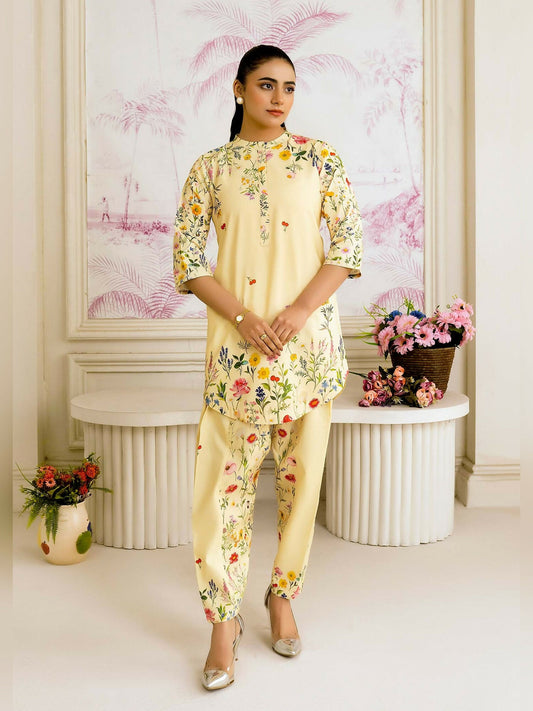 Allure By IH Salina Lawn Silk Printed Co-Ord Set-Blossom