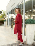 Panache Apparel Lawn Embroidered Stitched Suit-Maroon Sleek