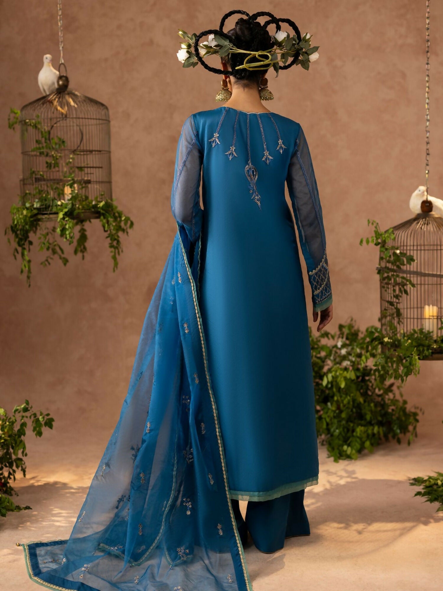 Shurooq Geet Organza Embroidered Stitched 3-Piece Suit-Jugni