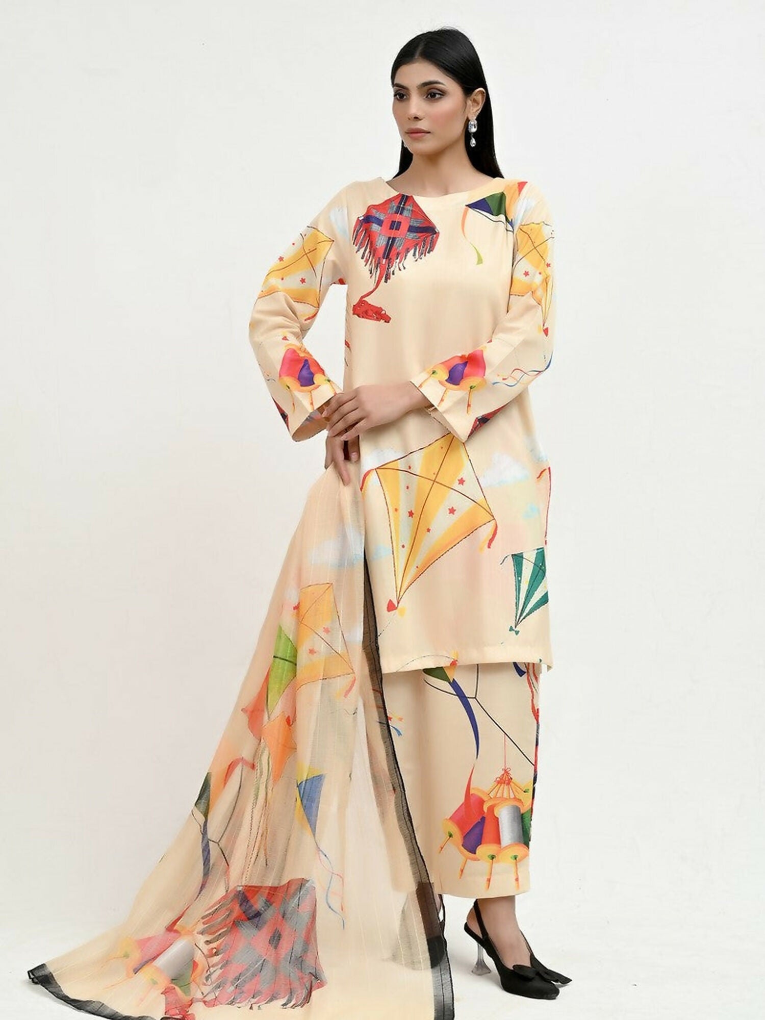Imran Aftab Basant Mela Raw Silk Printed Stitched 3-Piece Suit-IARP 06
