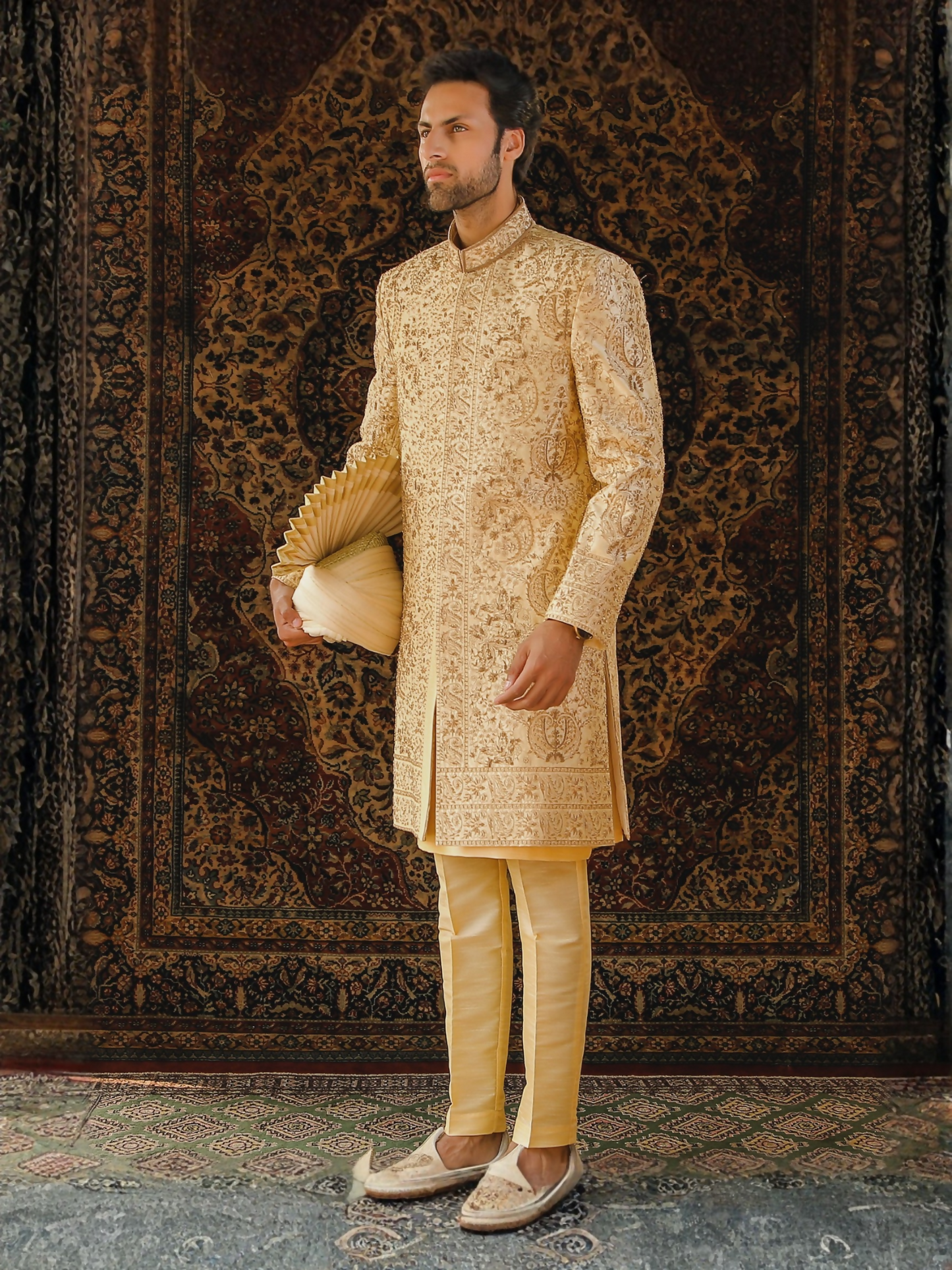 Gem Garments The Sartorial Edit Raw Silk Embellished Sherwani-Xerxes