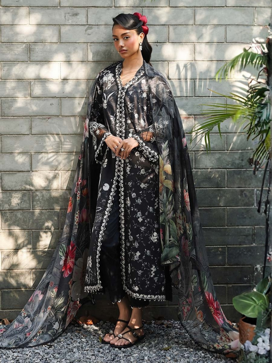 Qalamkar Qprints Lawn'26 Embroidered Unstitched 3-Piece Suit-AX-08-(B)-Eavan