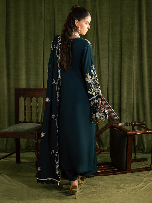 Mahnur Kaia Slub Linen Embroidered Unstitched 3-Piece Suit-K- 07