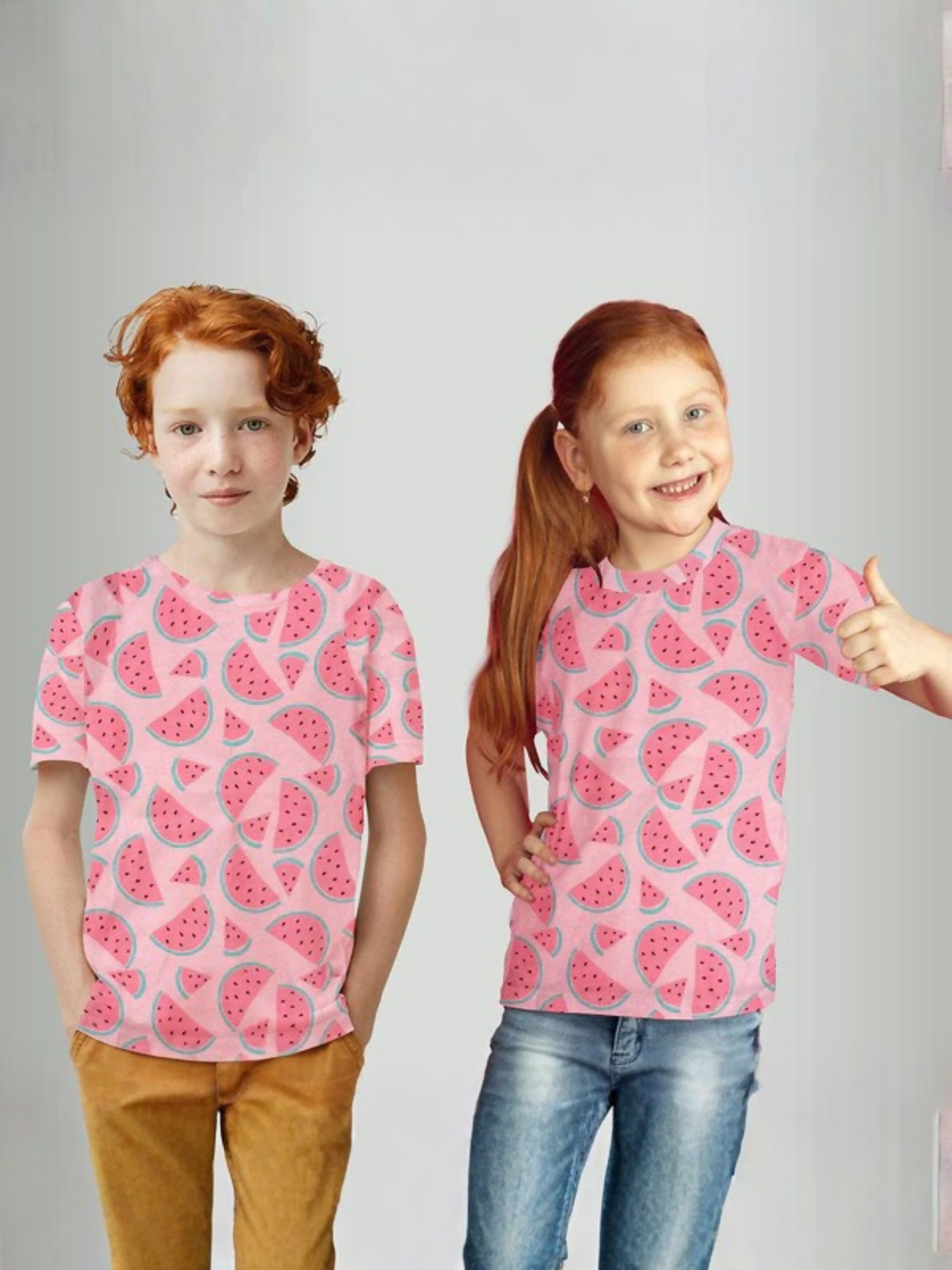 pink Jupiter Plain Kids Unisex Watermelon Tee Shirt-13751