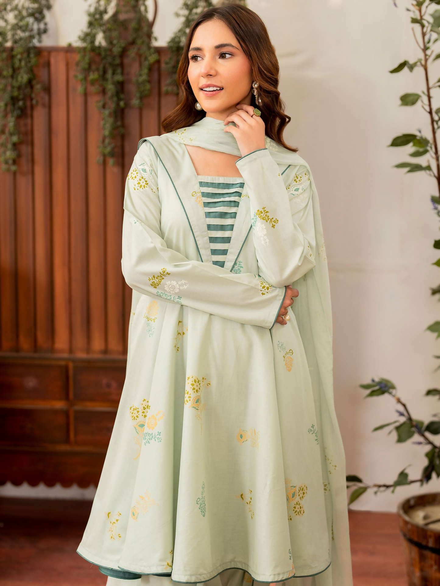 Panache Apparel Lawn Printed Stitched 3-Piece Suit-Denali