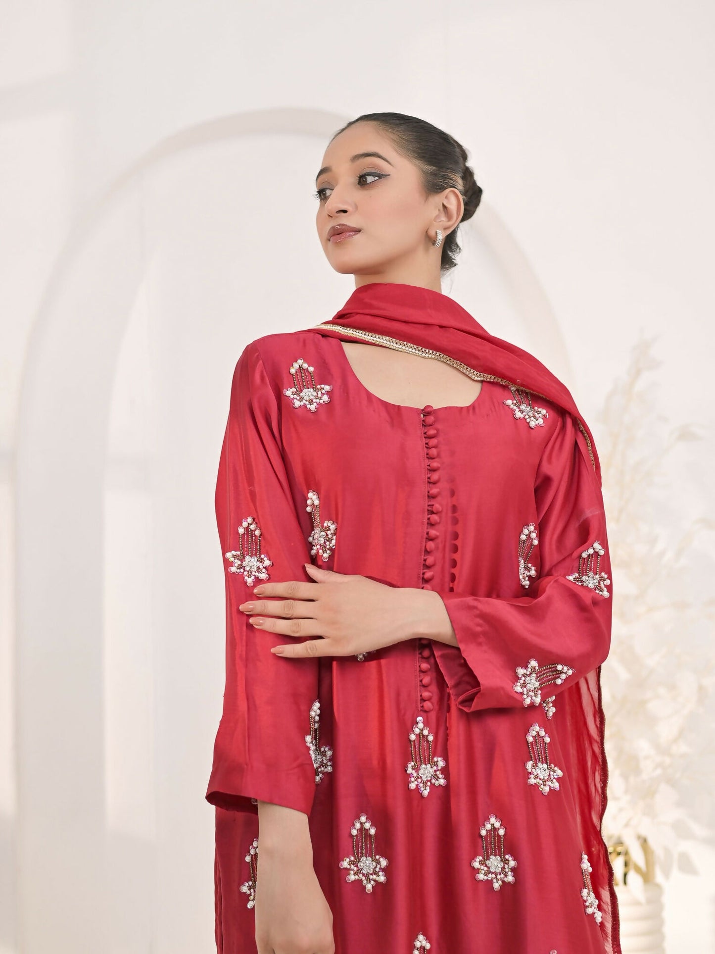 Ruby's Couture The Luxe Edit Sheesha Silk Embellished Stitched 3-Piece Suit-Gulnar