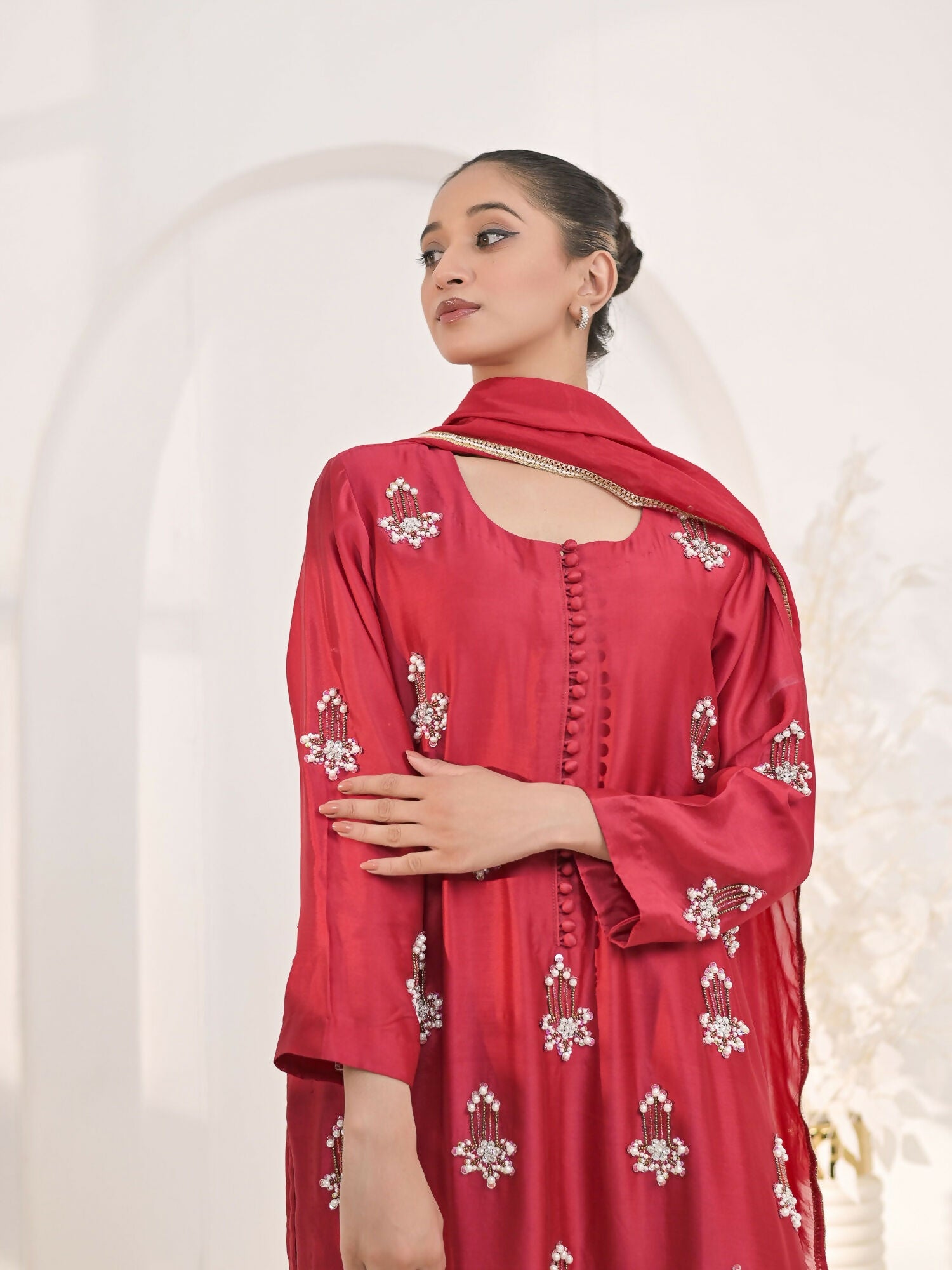 Ruby's Couture The Luxe Edit Sheesha Silk Embellished Stitched 3-Piece Suit-Gulnar