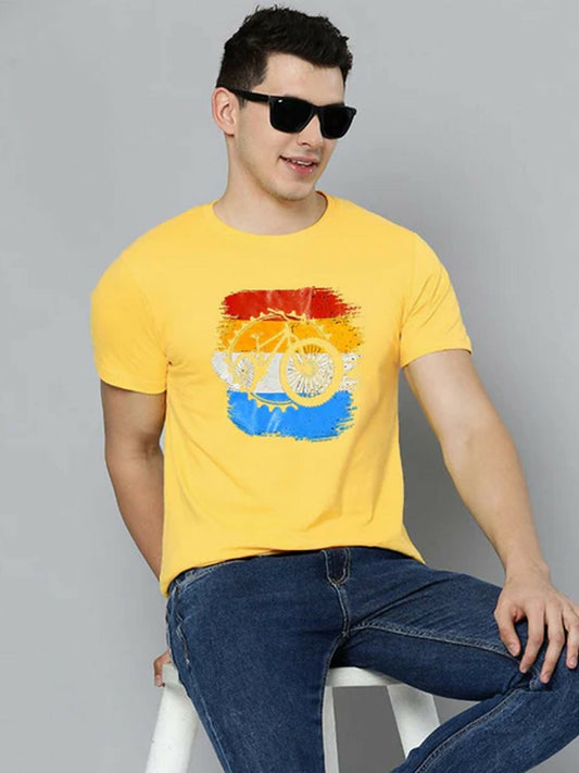 Yellow ,Green ,Red,Black ,Blue, Maroon ,Grey Jupiter Printed bike portal Tee-Shirt-12437