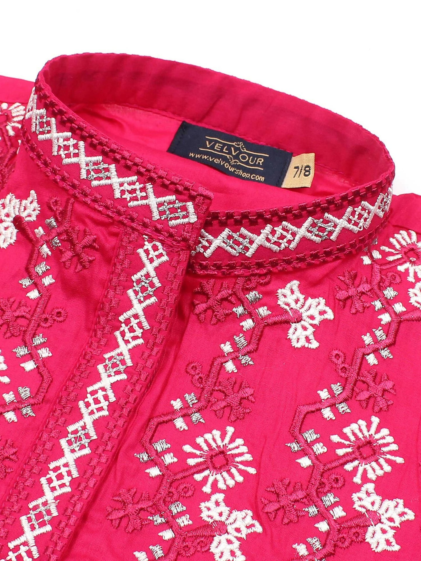 Velvour Girls Cotton Embroidered Co-Ord Set-VG175-B