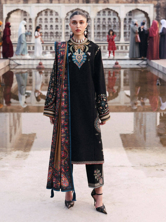 Jugnu By Hussain Rehar Khaddar'25 Embroidered Unstitched 3-Piece Suit-Bejul