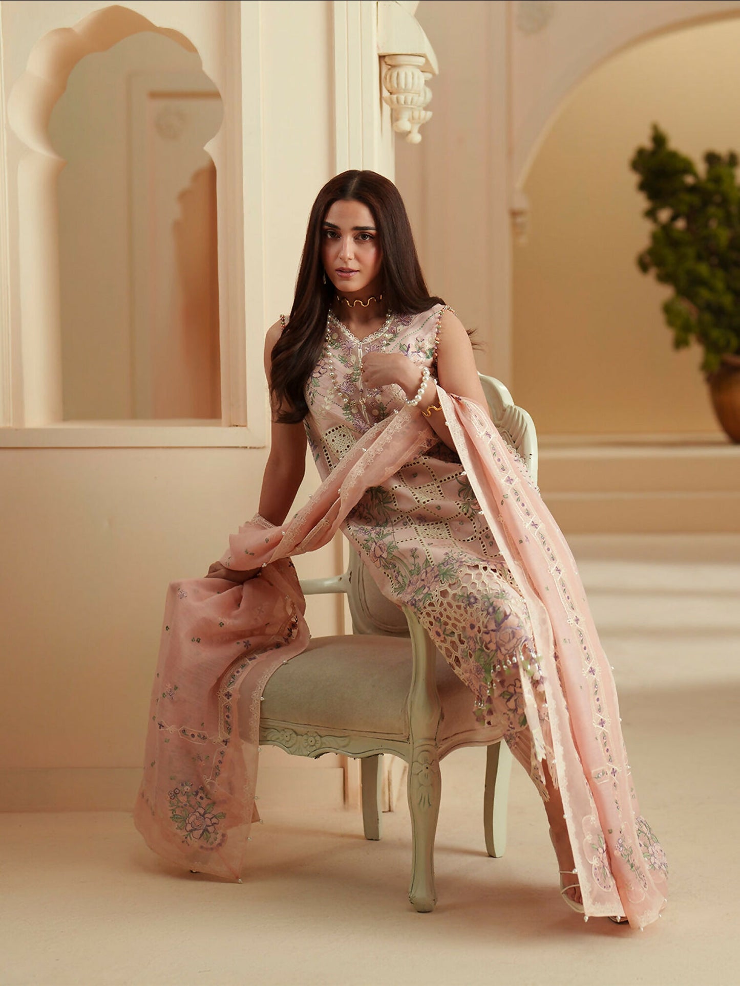 Binilyas Mashriq Luxury Lawn'26 Embroidered Unstitched 3-Piece Suit-D-111-B