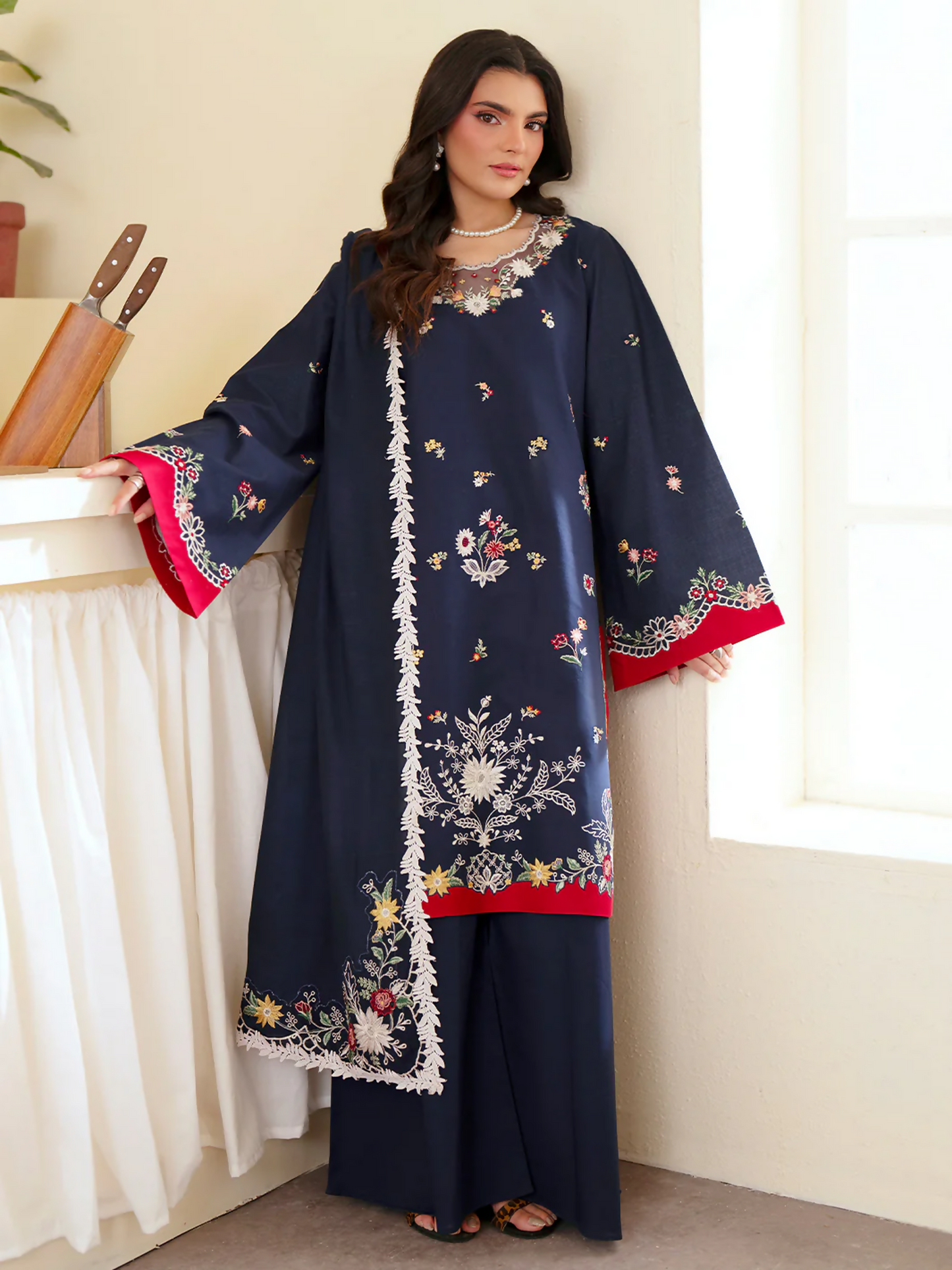 Mahnur Ember Lawn Embroidered Stitched 3-Piece Suit-EM-010