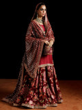 Hussain Rehar Luxury Pret'23 Raw Silk Embellished Stitched 3-Piece Suit-Granate
