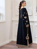 Black Rabazka Raw Silk Embroidered Kaftan