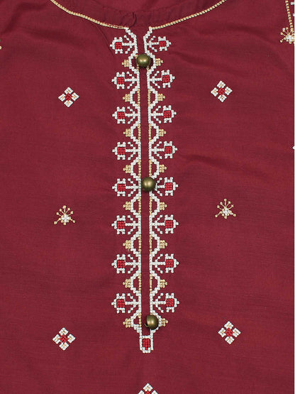 Velvour Girls Viscose Embroidered Stitched 2-Piece Suit-VG87-C