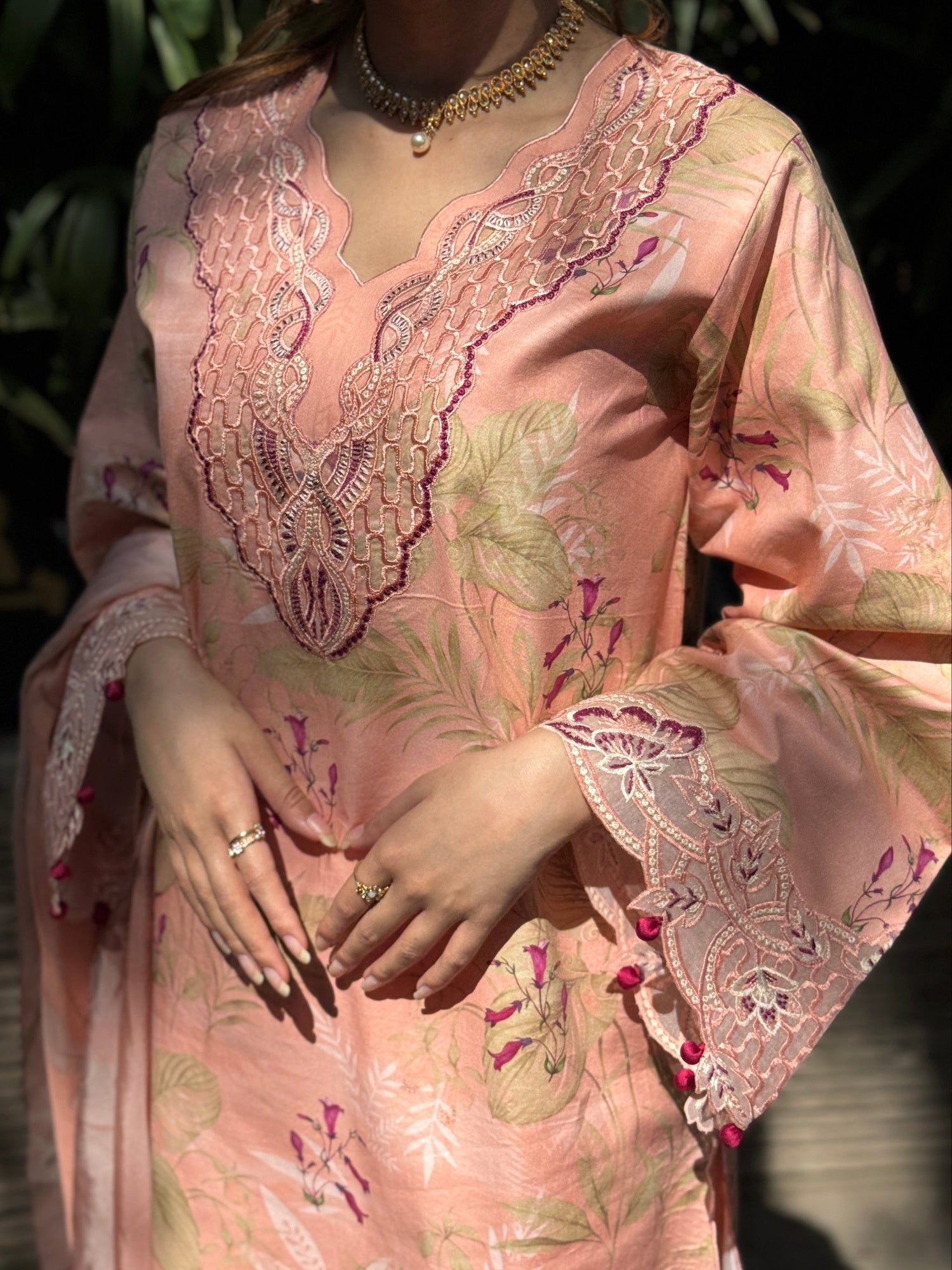 Peach Sehrish Kanwal Festive Print'26 Lawn Embroidered Unstitched 3-Piece Suit-Crown