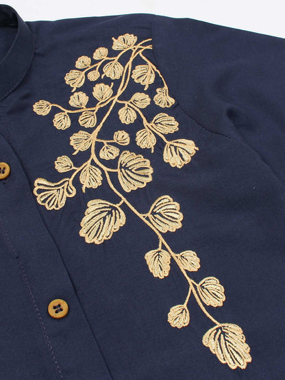 Velvour Girls Cotton Embroidered Stitched Tunic-VG120-B