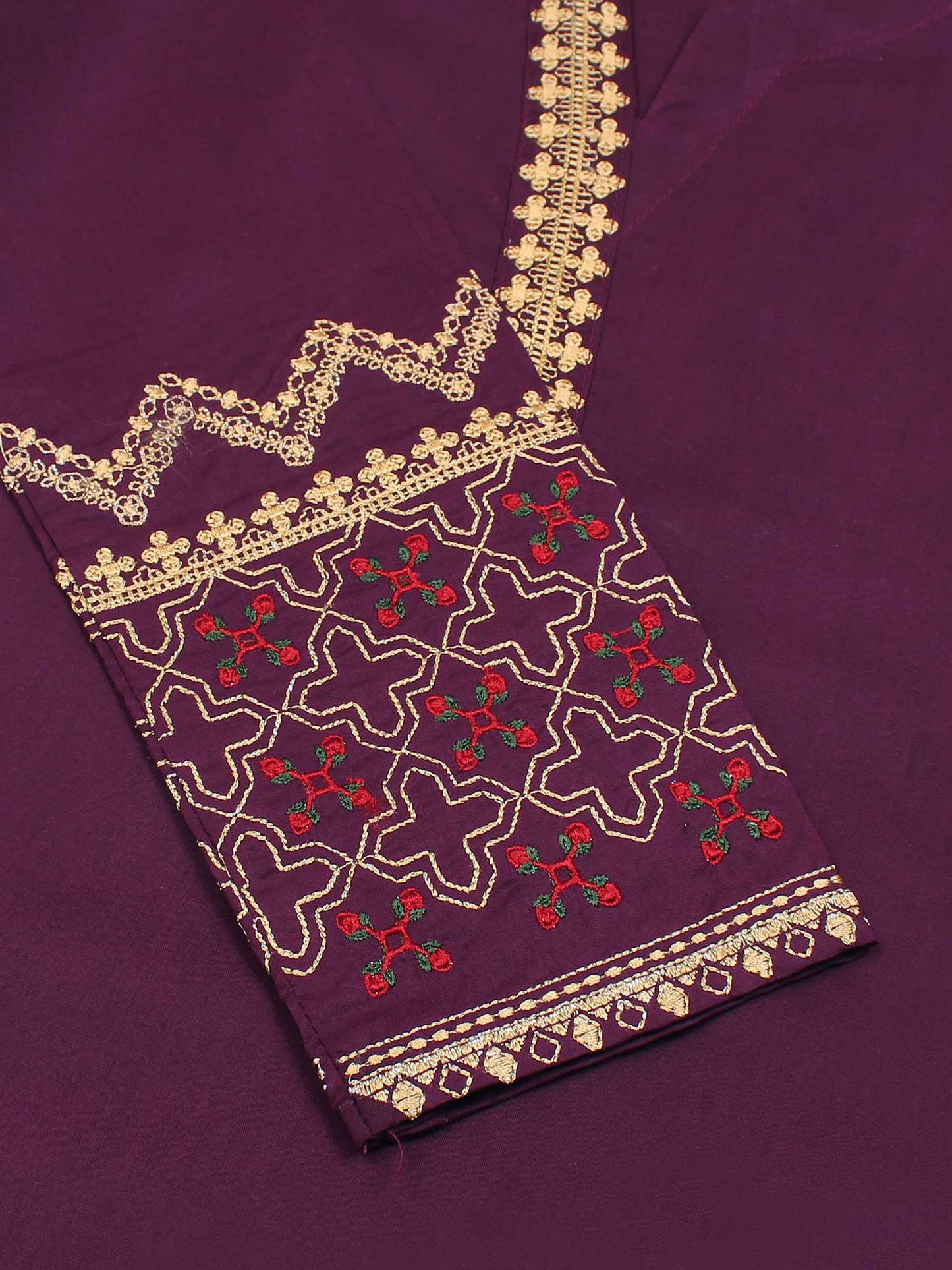 Velvour Girls Cotton Embroidered Stitched 2-Piece Suit-VG136-A