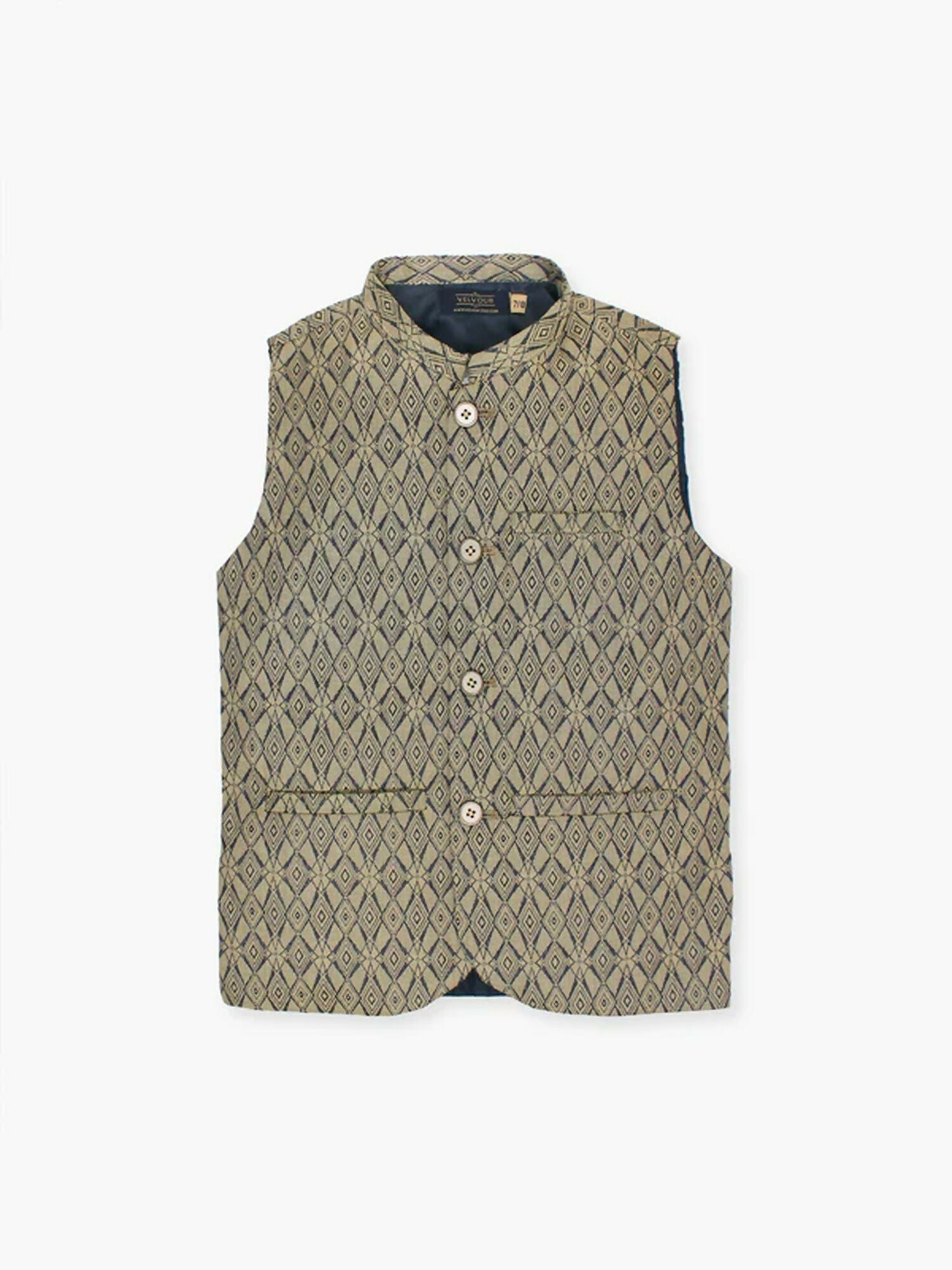 Velvour Boys Jacquard Printed Waistcoat-VW05-C