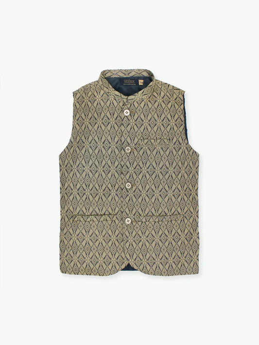 Velvour Boys Jacquard Printed Waistcoat-VW05-C
