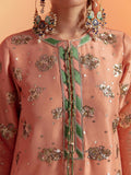 Hussain Rehar Candy Soap Raw Silk Embellished Stitched 3-Piece Suit-Pesca