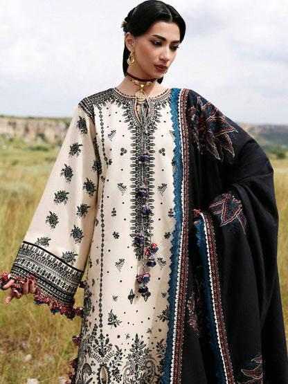 Hussain Rehar Khaddar'25 Embroidered Unstitched 3-Piece Suit-Dhanak