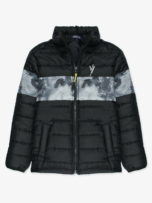 Black Velvour Puffer Jacket-VJ03 Camouflage Panel